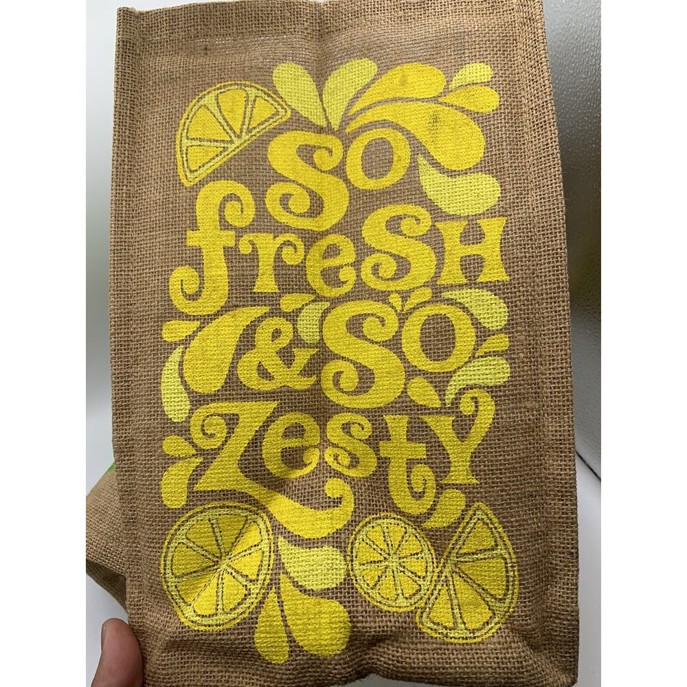 Trader Joe's Large Tote Bag Lemon and Lime Jute Burlap Reusable Shopping Bag - Picture 6 of 14